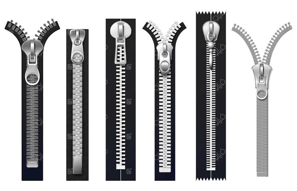 ست جداگانه زیپ‌های فلزی در لباس‌ها