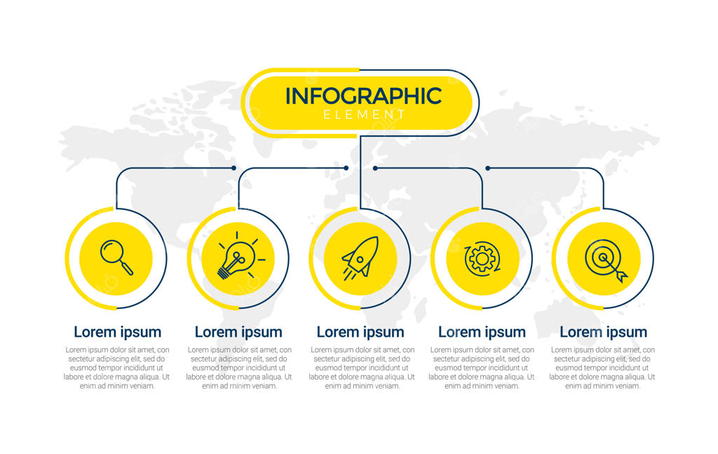 قالب اینفوگرافیک تجاری ۶ گزینه‌ای برای ارائه