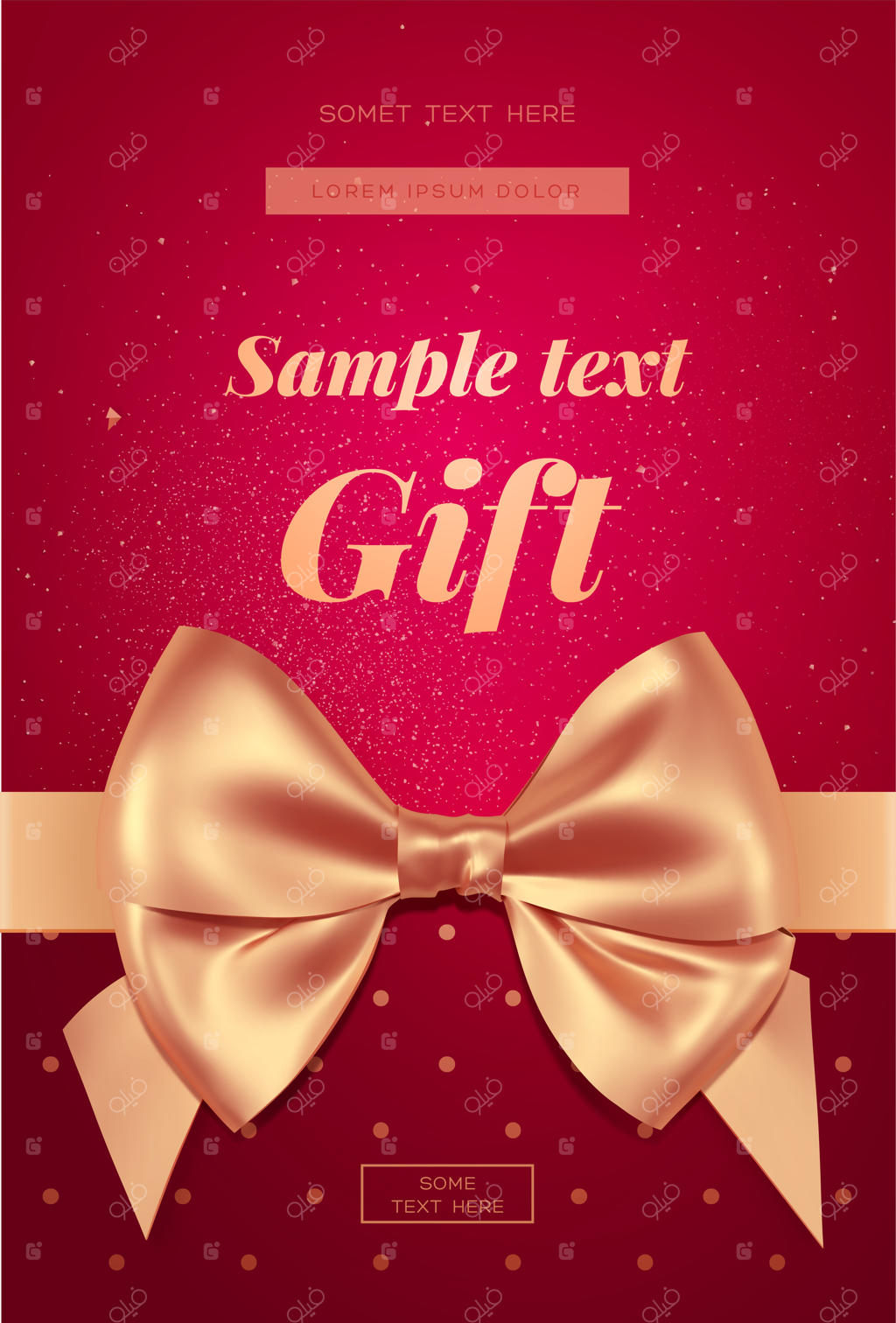 کارت دعوت یا تبریک زیبا با روبان طلایی. کارت روز ولنتاین.