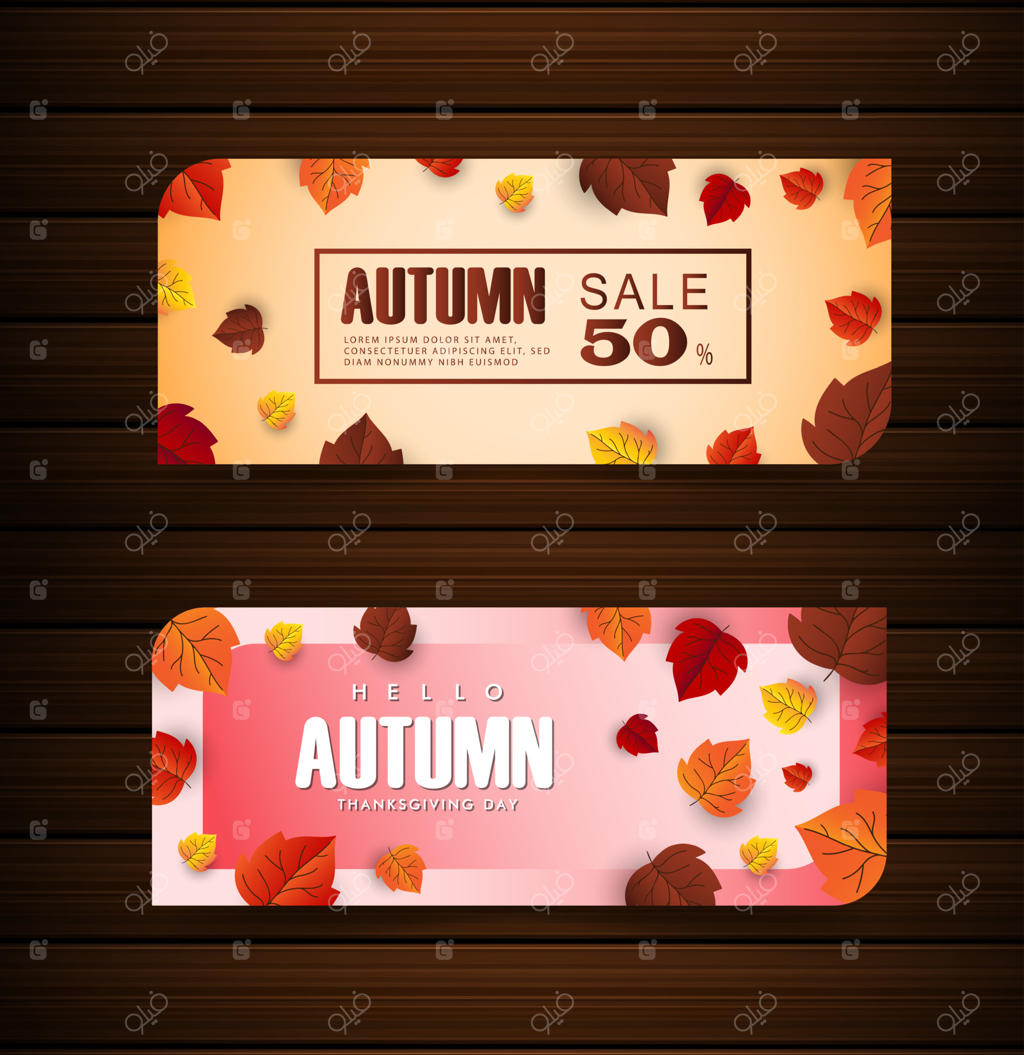 پس‌زمینه وکتور پاییزی با برگ‌های افرا