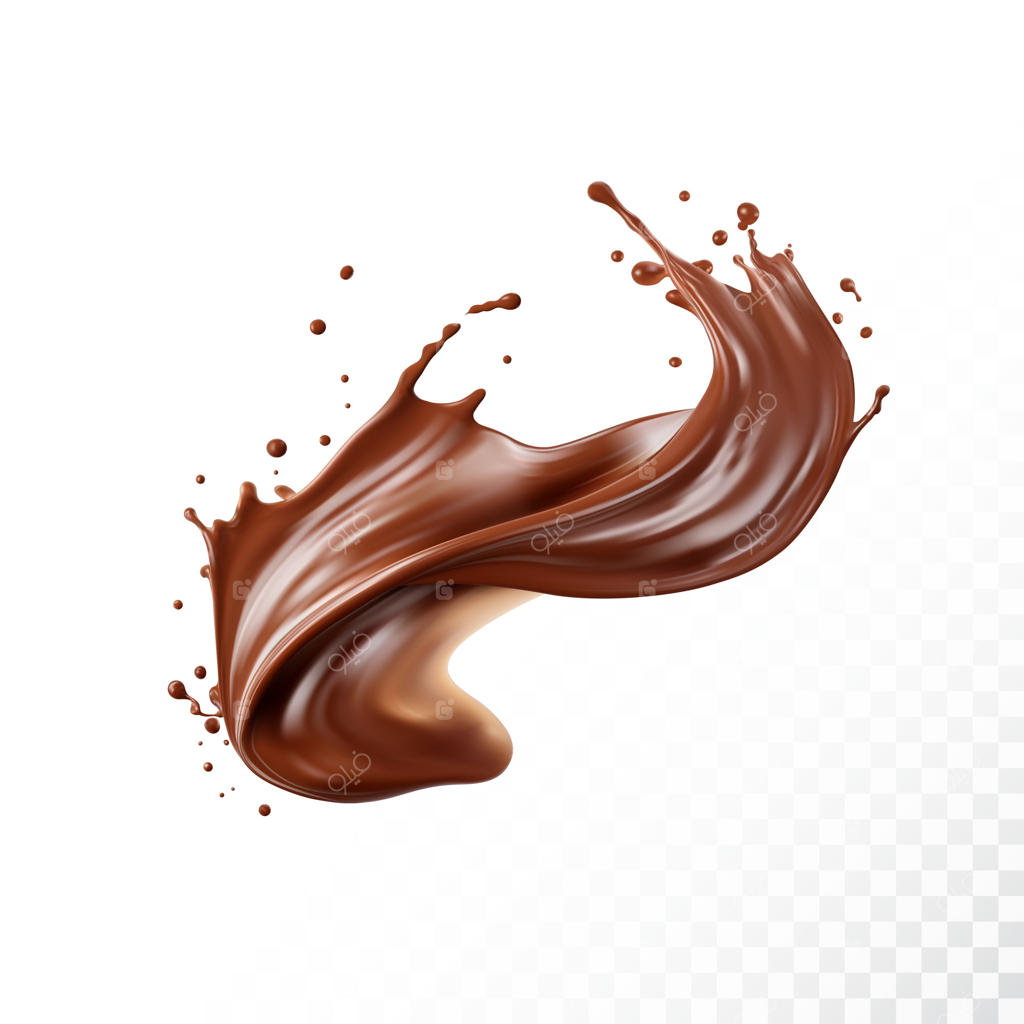 پاشیدن شکلات روی پس‌زمینه سفید. تصویر واقع‌گرایانه.