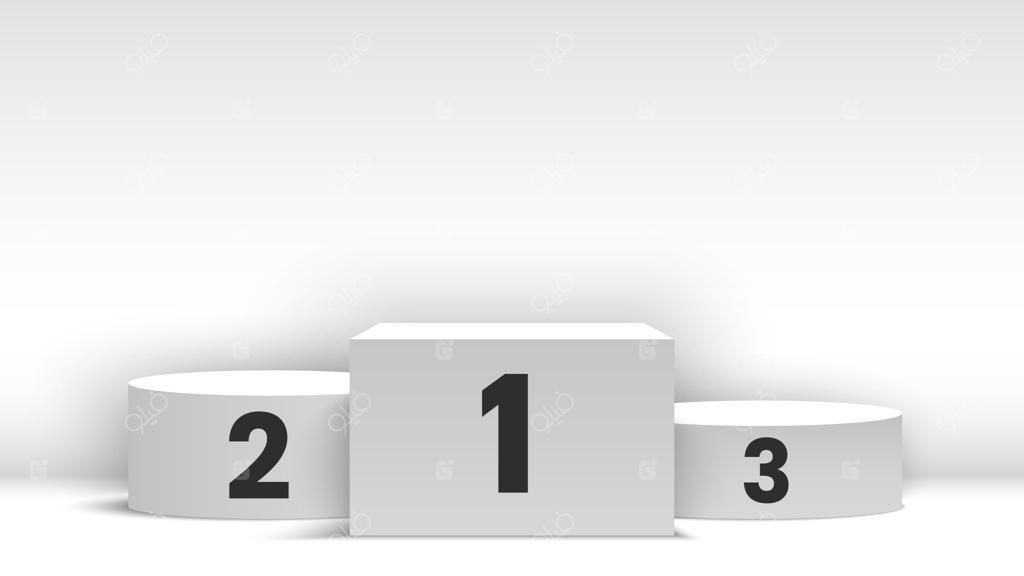 پودیوم برندگان سفید. سکو. تصویر سازی.