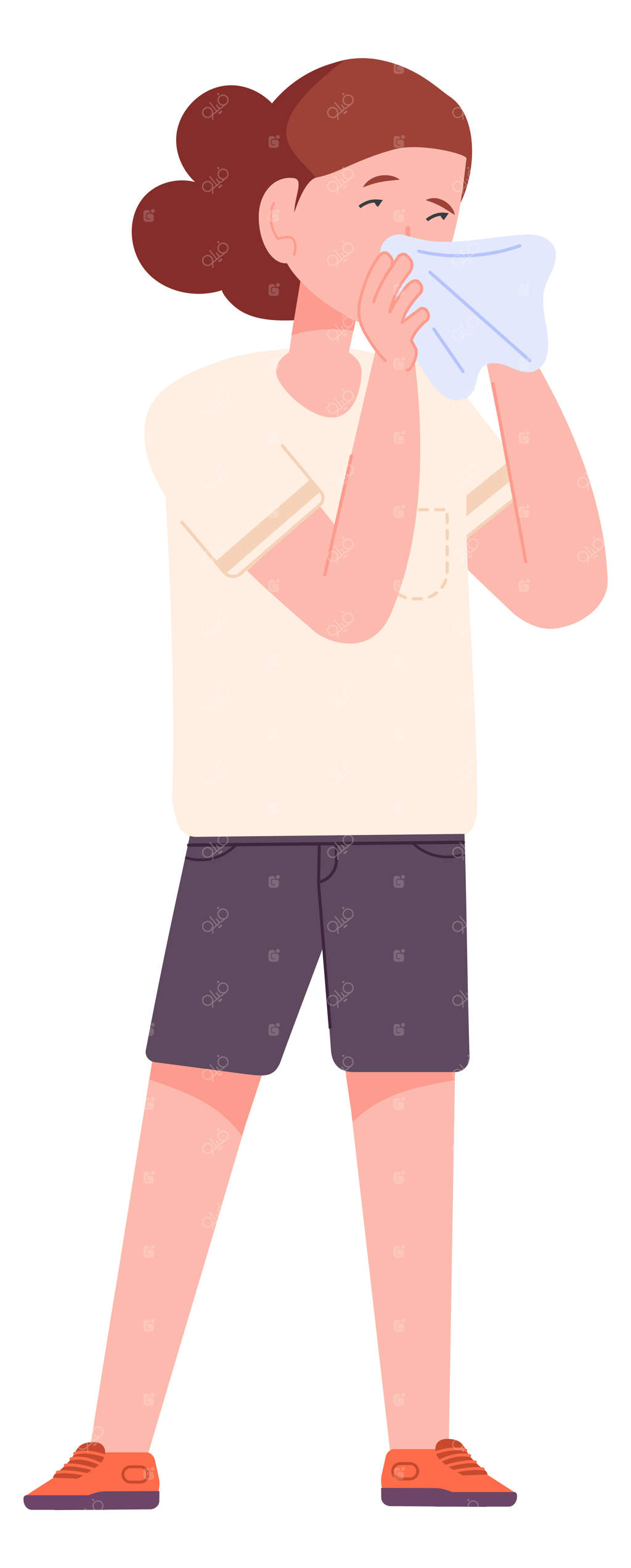 دختر عطسه می‌کند: کودک بیمار و ناسالم