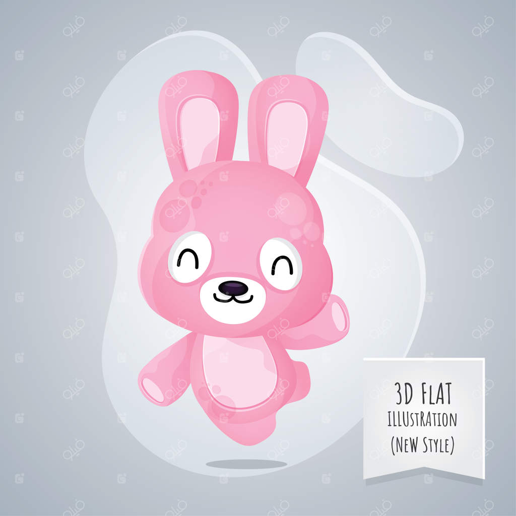 تصویرسازی خرگوش به سبک سه‌بعدی برای کودکان