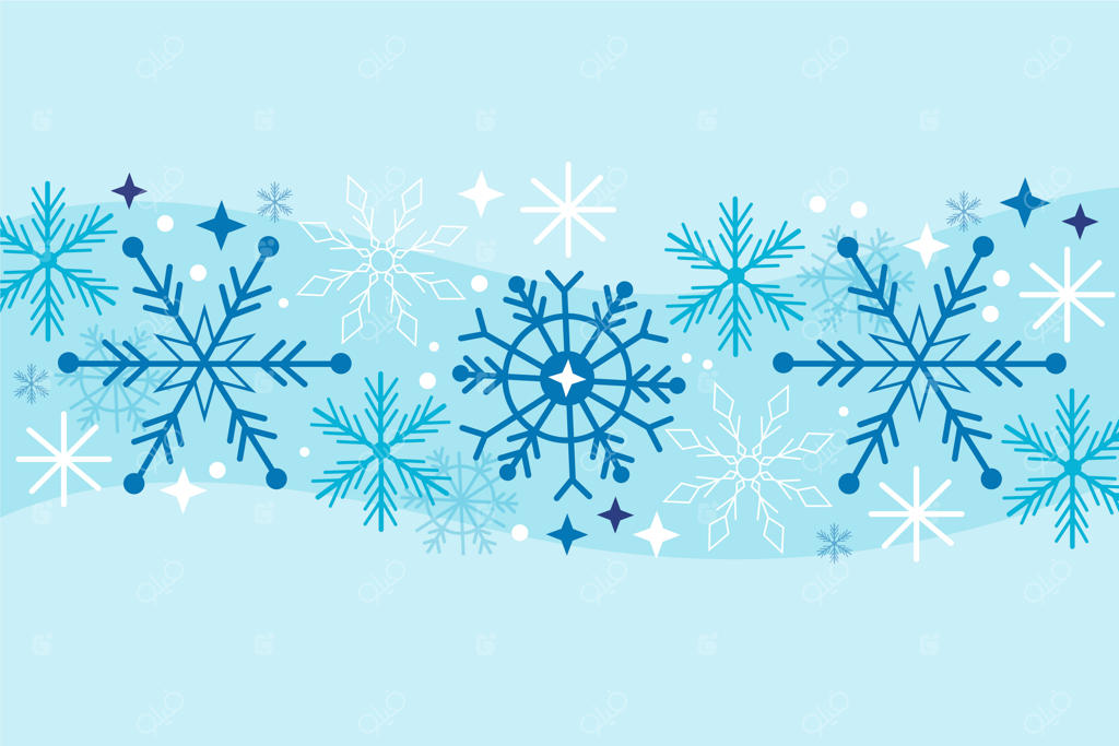 حاشیه‌ای از دانه‌های برف با طراحی دستی و ساده