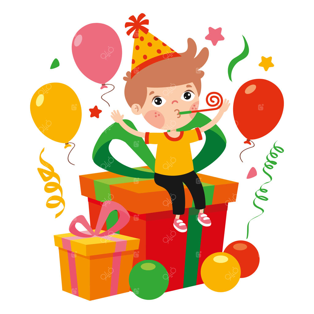 کارتون کودک در حال جشن تولد