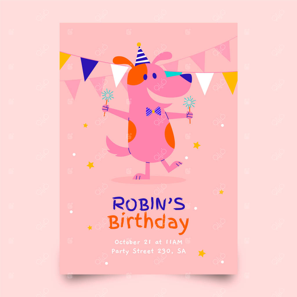 دعوتنامه مهمانی کودکانه با طراحی دستی