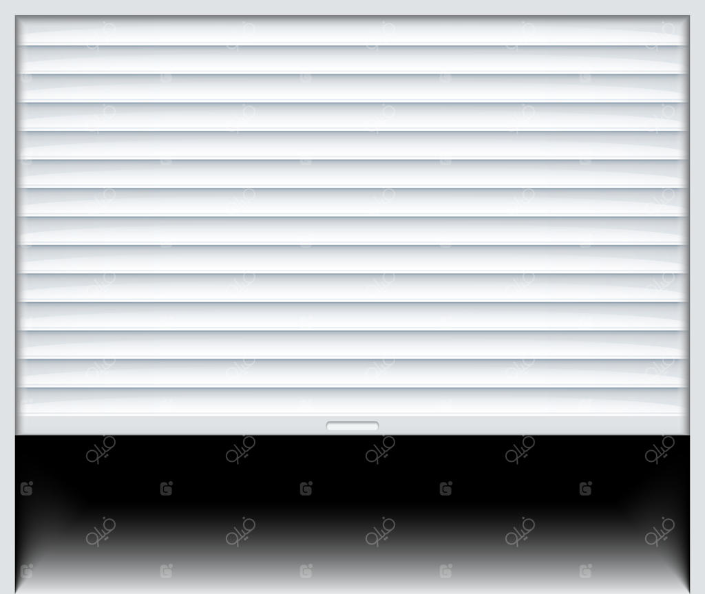 درب کرکره‌ای رولینگ، دروازه فلزی گاراژ، پرده برقی سفید پنجره.