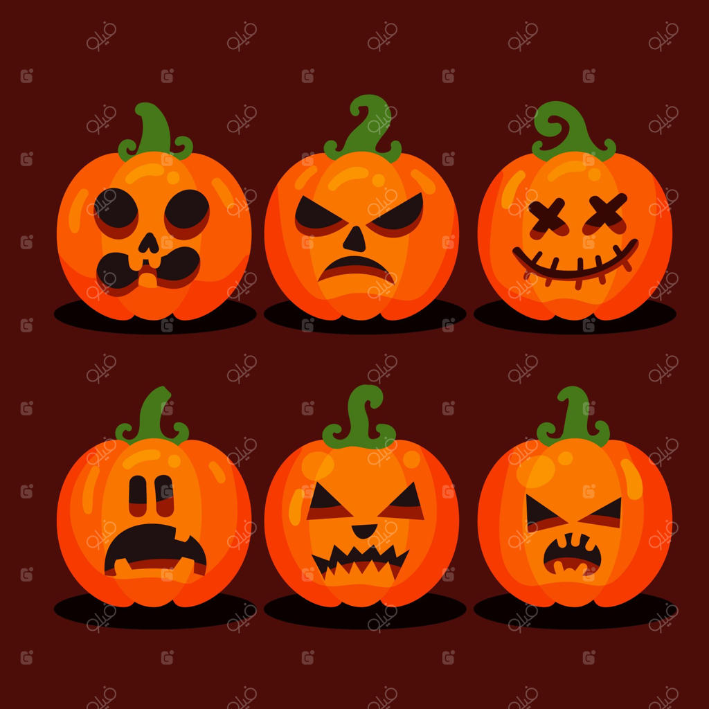 مجموعه کدو تنبل هالووین با طراحی ساده و شیک