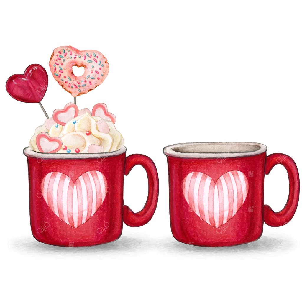 لیوان‌های خوشمزه آبرنگی برای ولنتاین