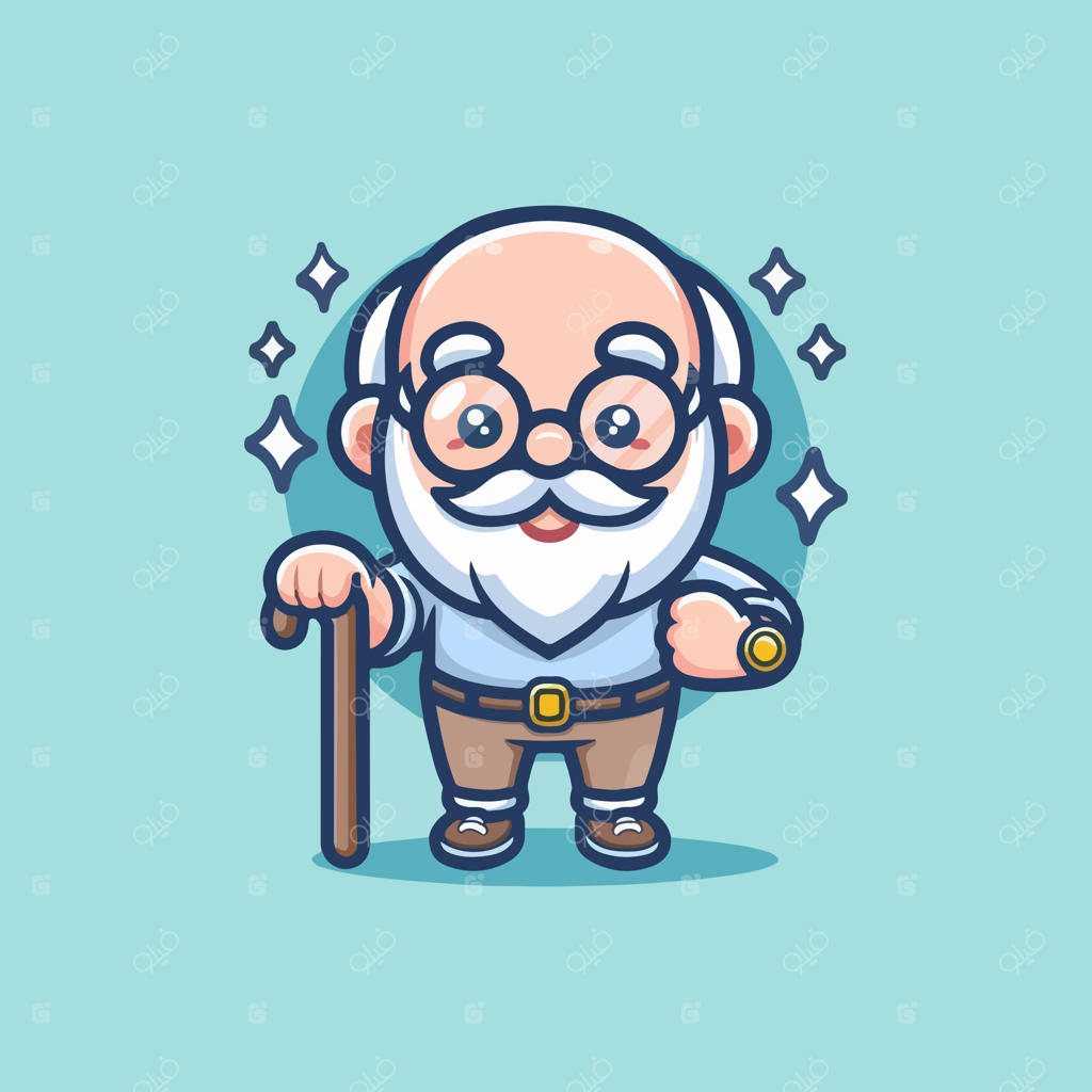 طراحی مفهومی شخصیت کارتونی پدربزرگ بامزه