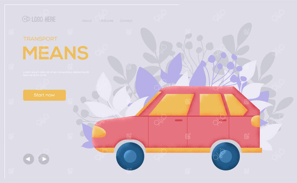 فلایر مفهومی خودروی هاچ‌بک، بنر وب، سرصفحه رابط کاربری، ورود به سایت.