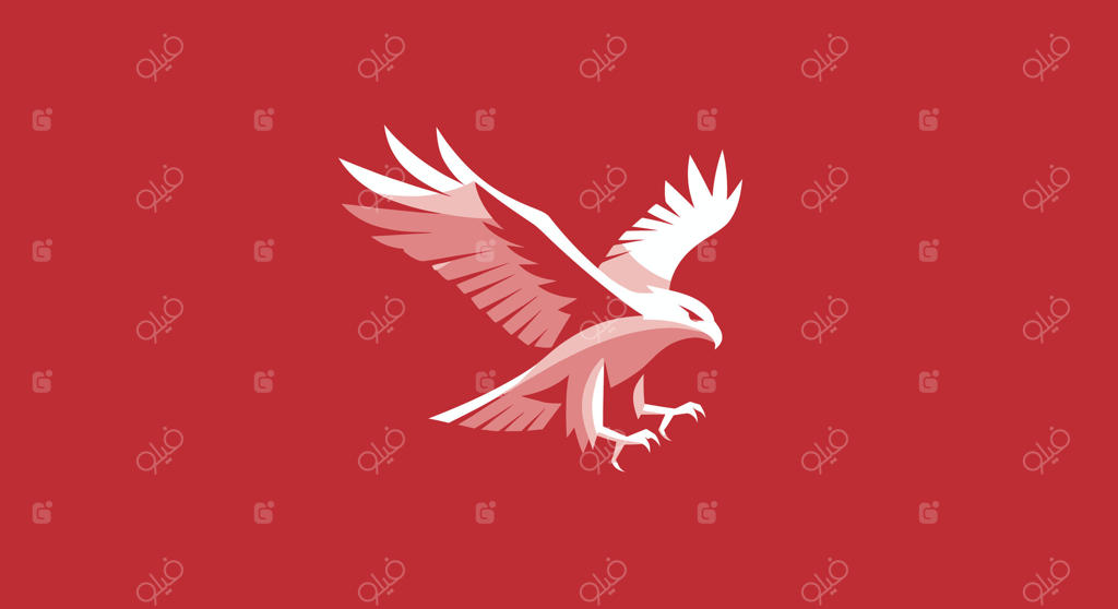 عقاب سفید استایلیزه در حال اوج‌گیری با بال‌های گسترده