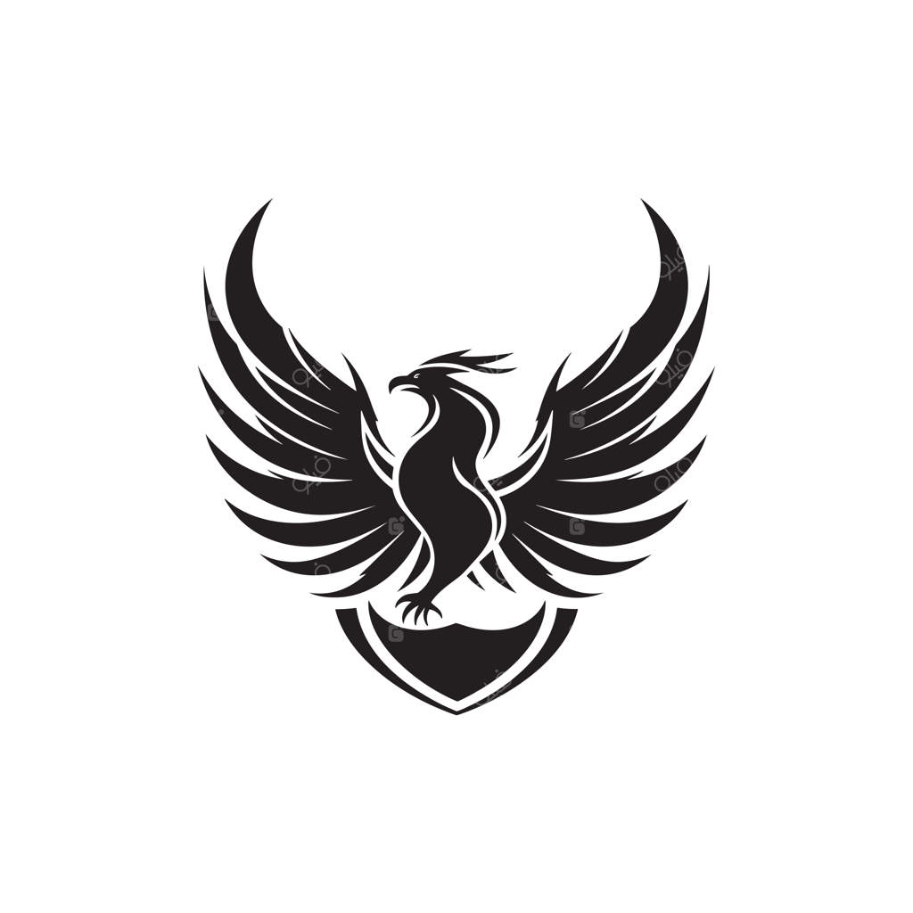 وکتور پرنده تک‌رنگ با بال‌های گشوده