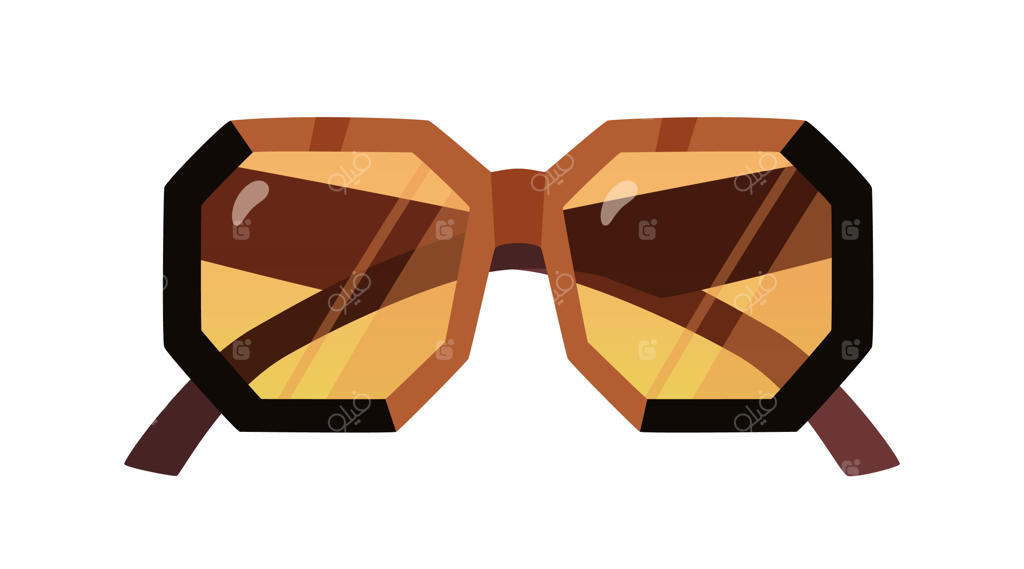 عینک آفتابی شیک با فریم ضخیم و لنزهای هشت ضلعی. عینک‌های آفتابی بزرگ و مد روز برای تابستان. اکسسوری زنانه. تصویرسازی وکتور تخت، مجزا بر روی پس‌زمینه سفید.