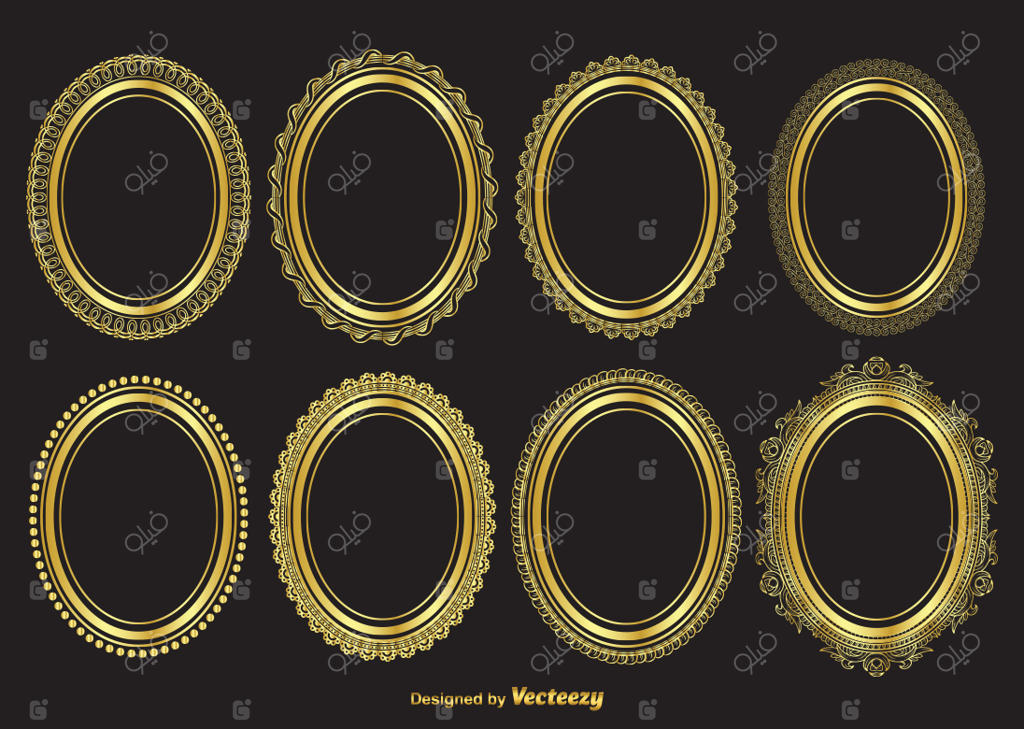قاب‌های بیضی طلایی وکتور
