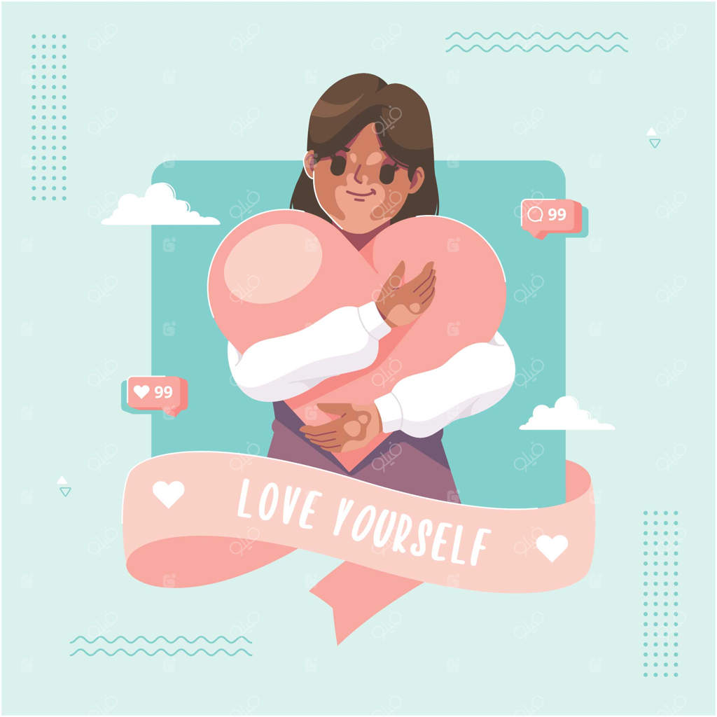 مفهوم مراقبت از خود با تصویر دختری زیبا با ویتیلیگو