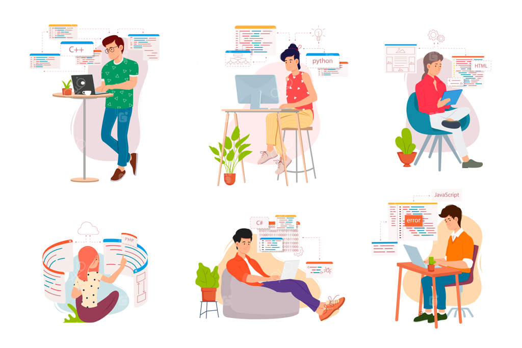 برنامه‌نویسان با کامپیوتر کار می‌کنند