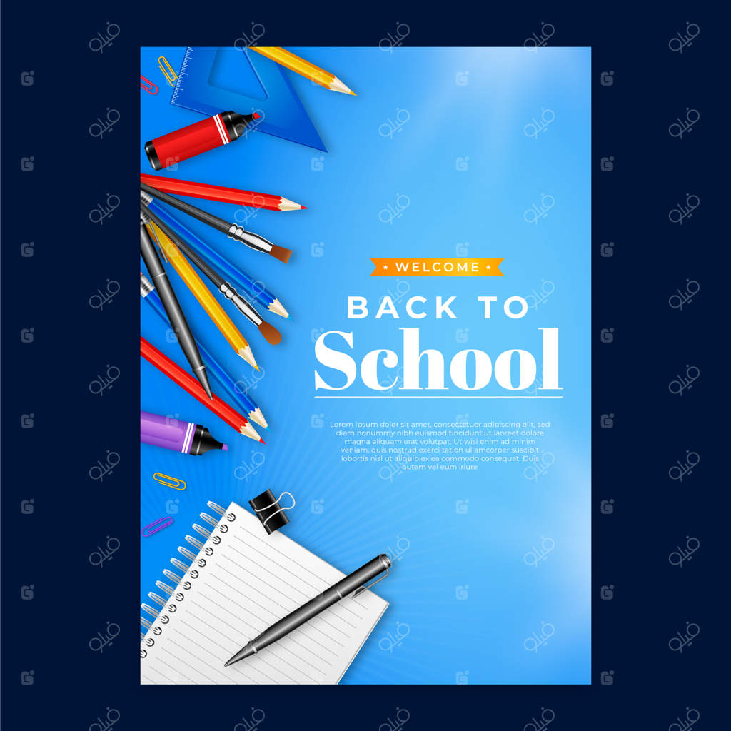 قالب پوستر عمودی برای فصل بازگشت به مدرسه