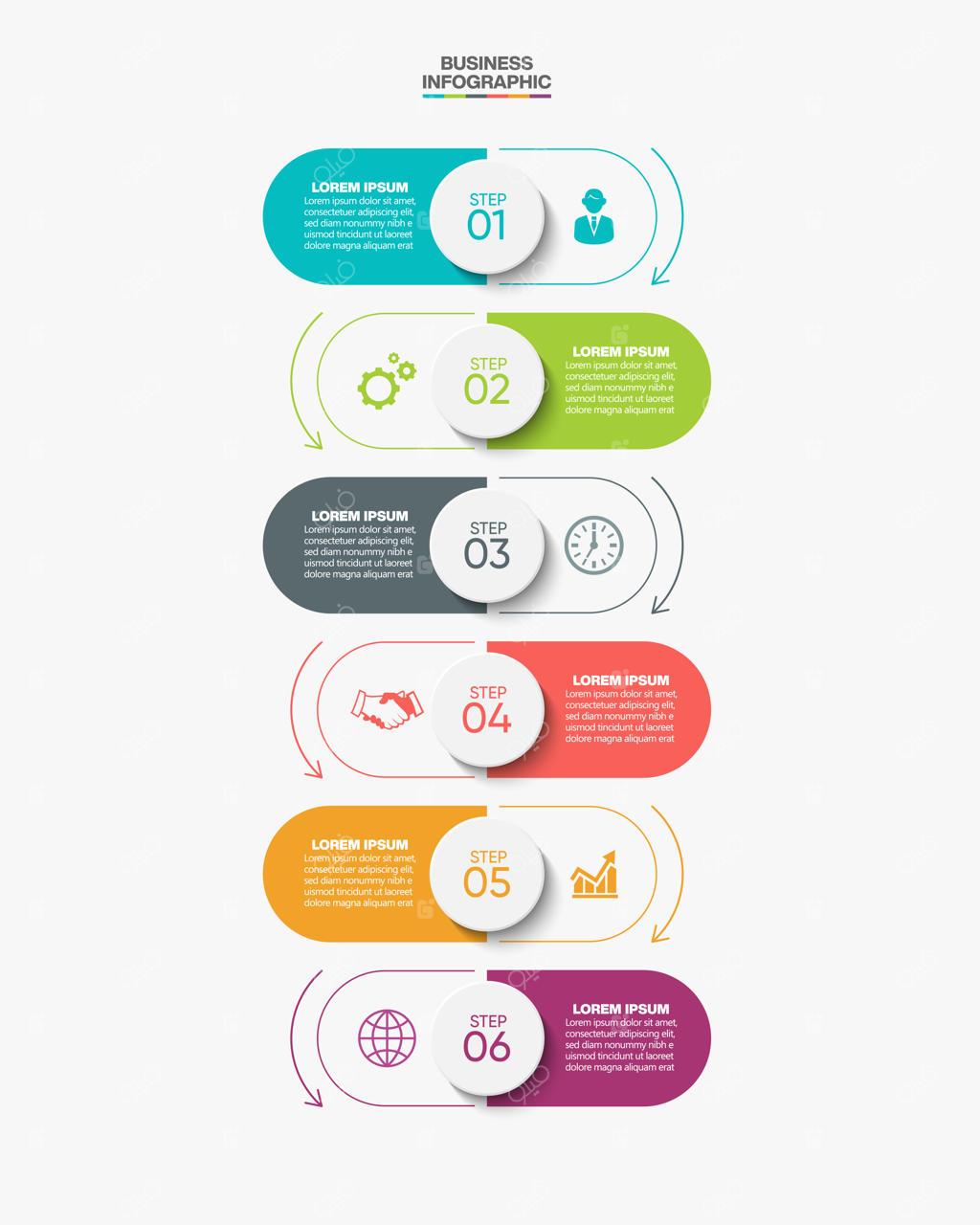 قالب اینفوگرافیک تجاری برای ارائه با ۶ گزینه