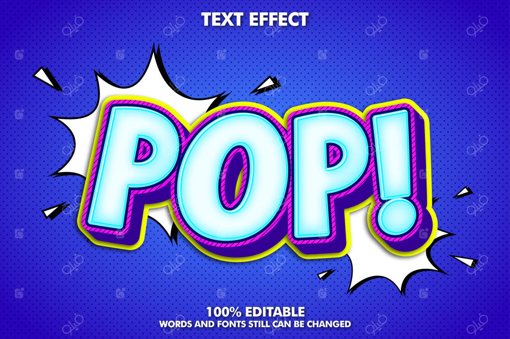 هنر پاپ با طراحی کارتونی: متن قابل ویرایش در سبک رترو کارتونی