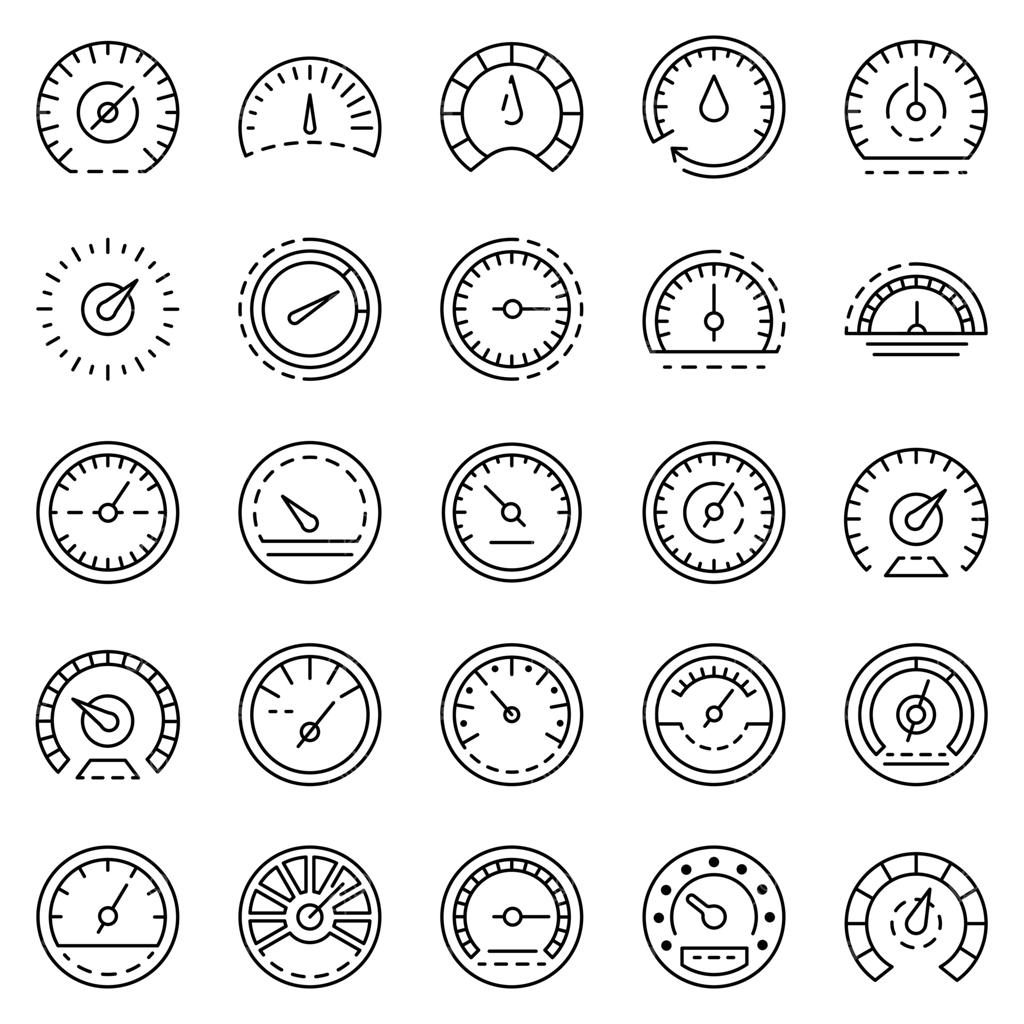 مجموعه آیکون کیلومترشمار به سبک خطی