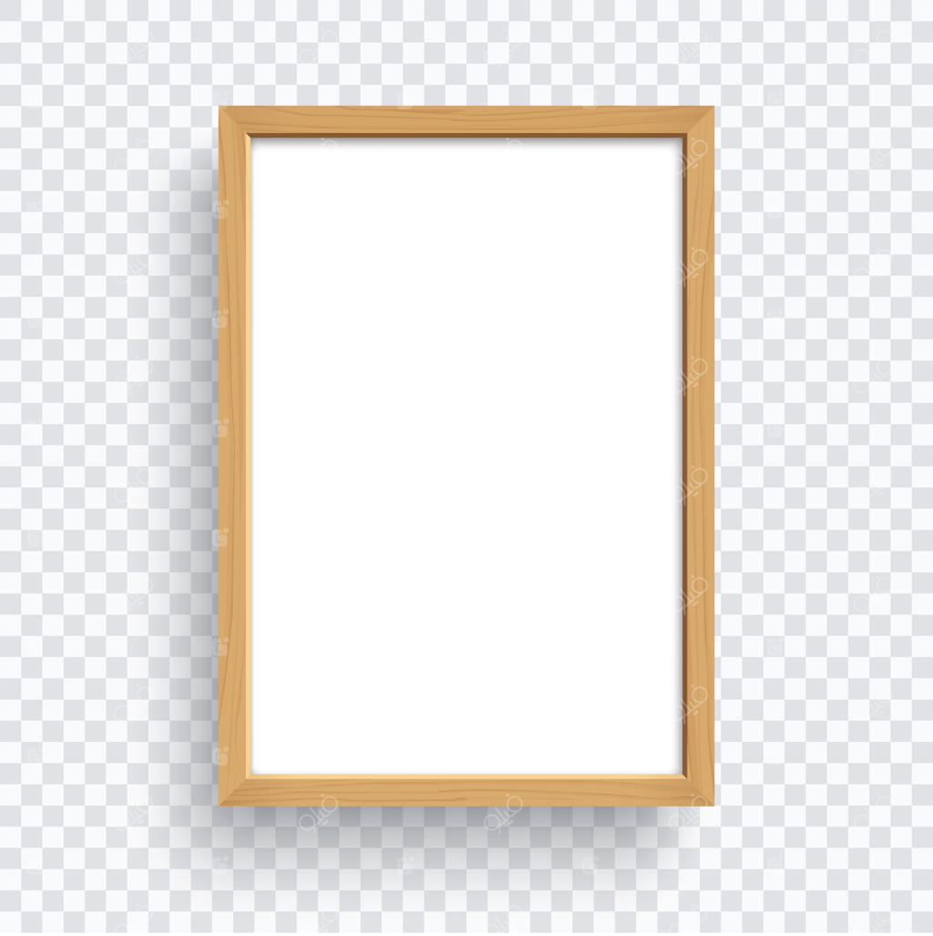 قاب چوبی مستطیلی بر روی پس‌زمینه شفاف.