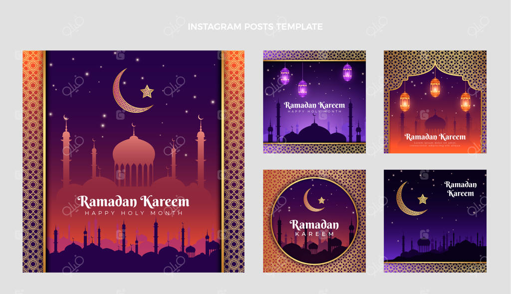 مجموعه پست‌های اینستاگرامی رمضان با طراحی گرادینت