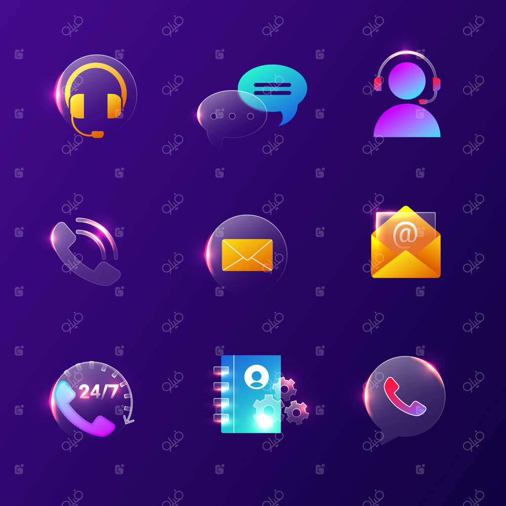 مجموعه آیکون‌ها/نمادهای تماس با ما