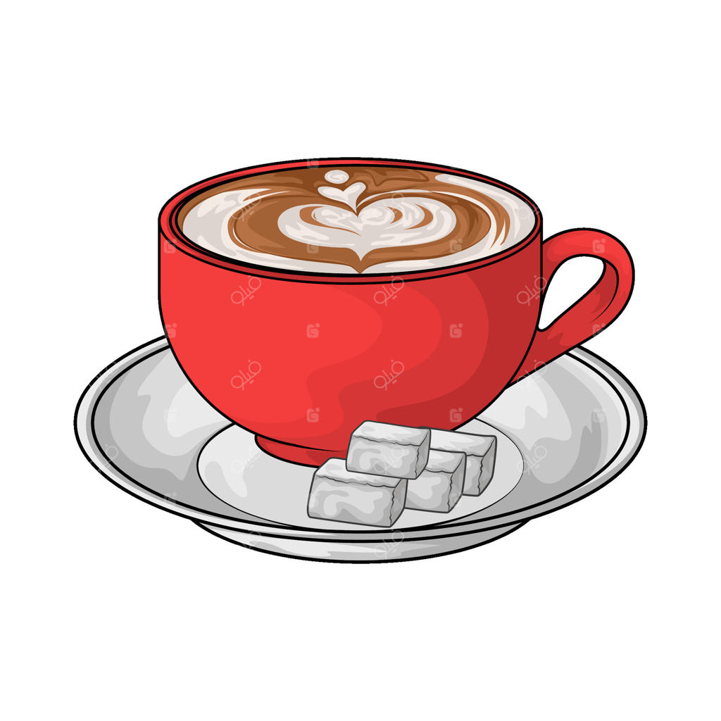 تصویر قهوه لاته داغ با قند حبه‌ای