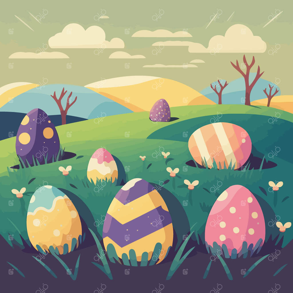 تخم‌مرغ‌های عید پاک در چمنی سرسبز