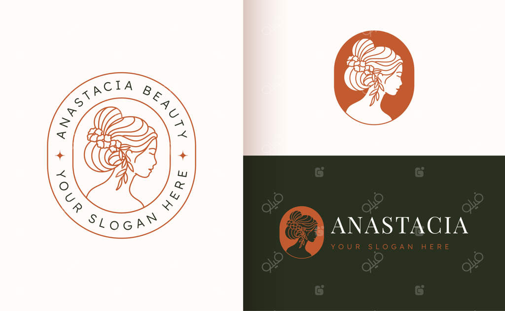 طراحی لوگوی زنانه با طرح گل و خطوط ساده