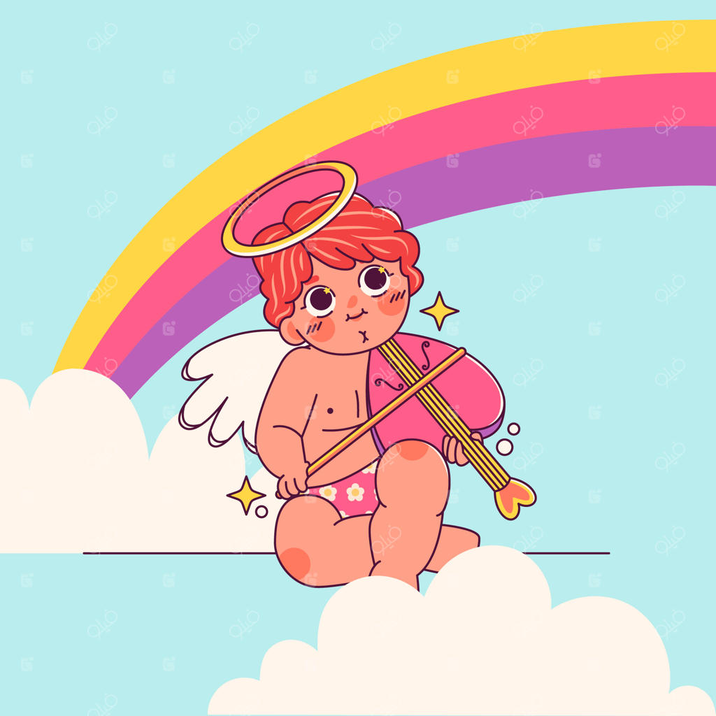 تصویرسازی دستی فرشته کارتونی بامزه