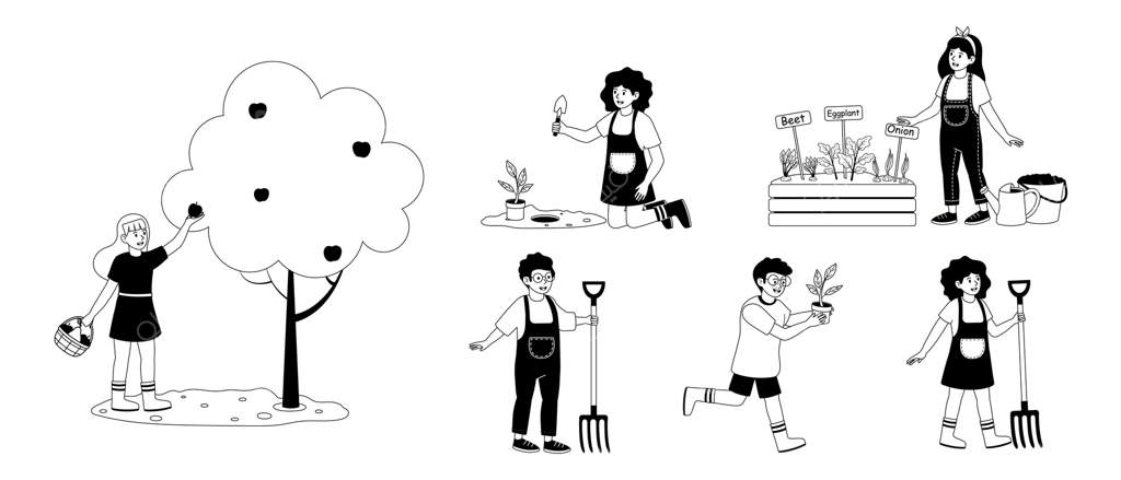 فعالیت‌های باغبانی در باغی عمومی: نمایش افرادی متنوع که از طبیعت لذت می‌برند