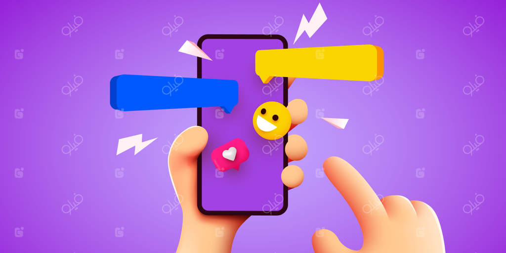 مفهوم ارتباطات و شبکه‌های اجتماعی با گوشی در دست