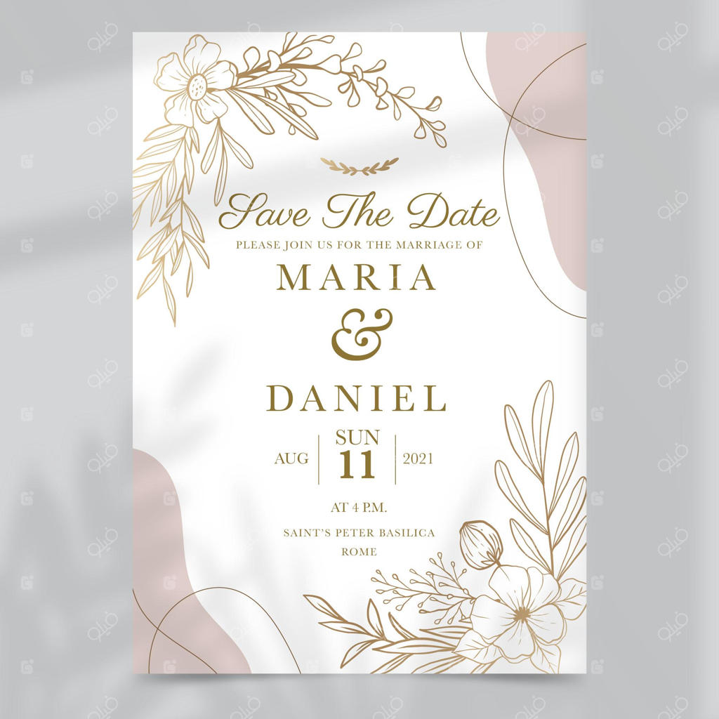 دعوتنامه عروسی طلایی دست‌ساز