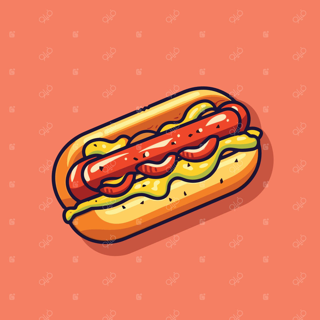 تصویرسازی هات‌داگ برای منو، پوستر و وب‌سایت