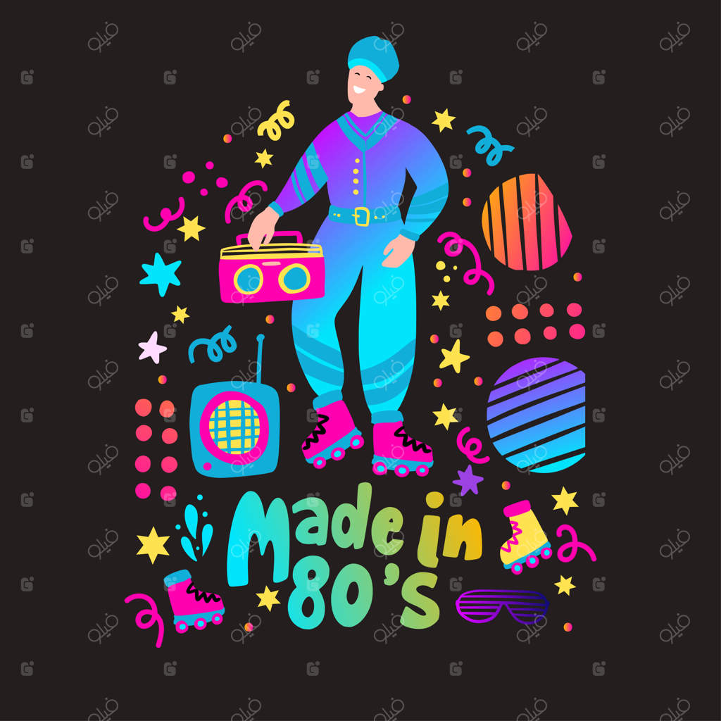 پوستر مشکی مهمانی دیسکو مردانه رقص دهه ۷۰ و ۸۰