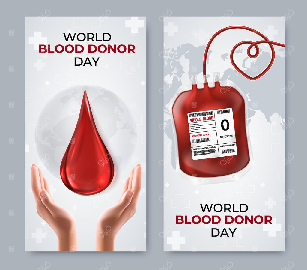 مجموعه بنرهای عمودی روز جهانی اهداکنندگان خون