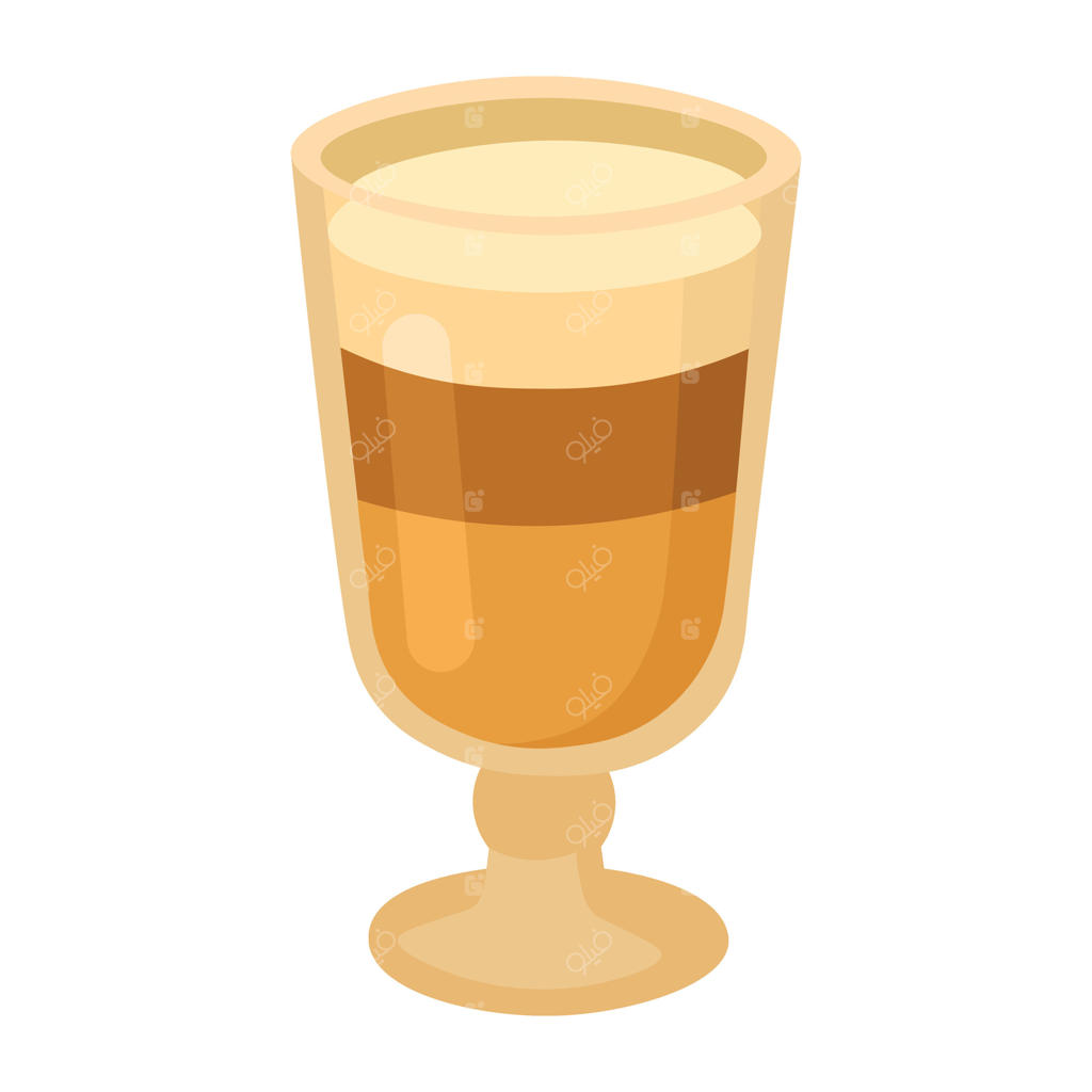 نوشیدنی قهوه لایه‌ای در لیوان شیک، کلیپ‌آرت شیک برای تصویرسازی منوی دنج.