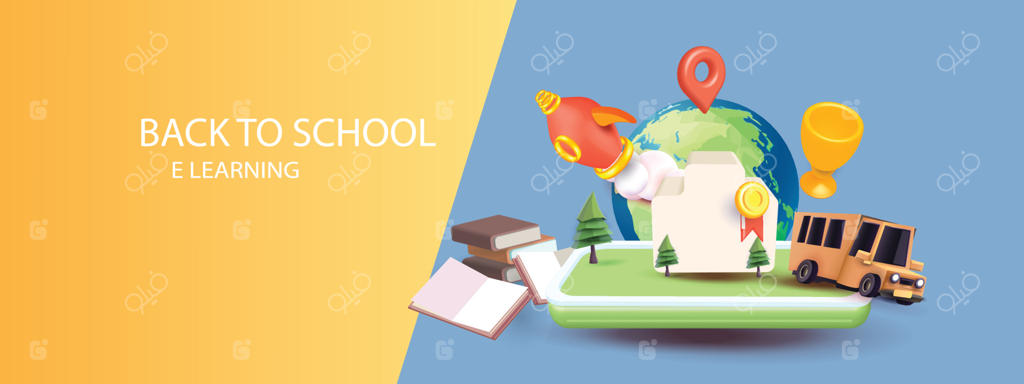 بازگشت به مدرسه با رنگ‌های شاد و زرد اتوبوس مدرسه و آموزش آنلاین: تصویرسازی شما!