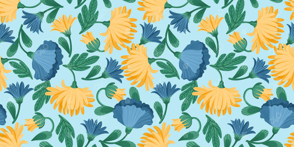 پترن یکپارچه گل‌دار: طراحی وکتور برای کاغذ، جلد، پارچه، دکوراسیون داخلی و سایر کاربردها