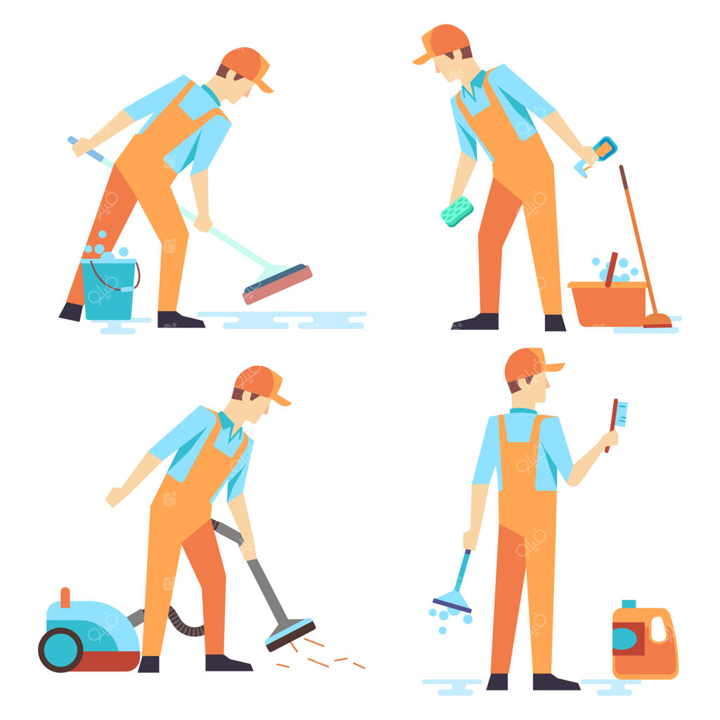 پرسنل خدمات نظافتی مردانه با پس‌زمینه سفید