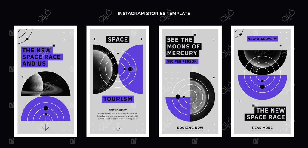 استوری‌های اینستاگرام با طراحی تخت درباره علم