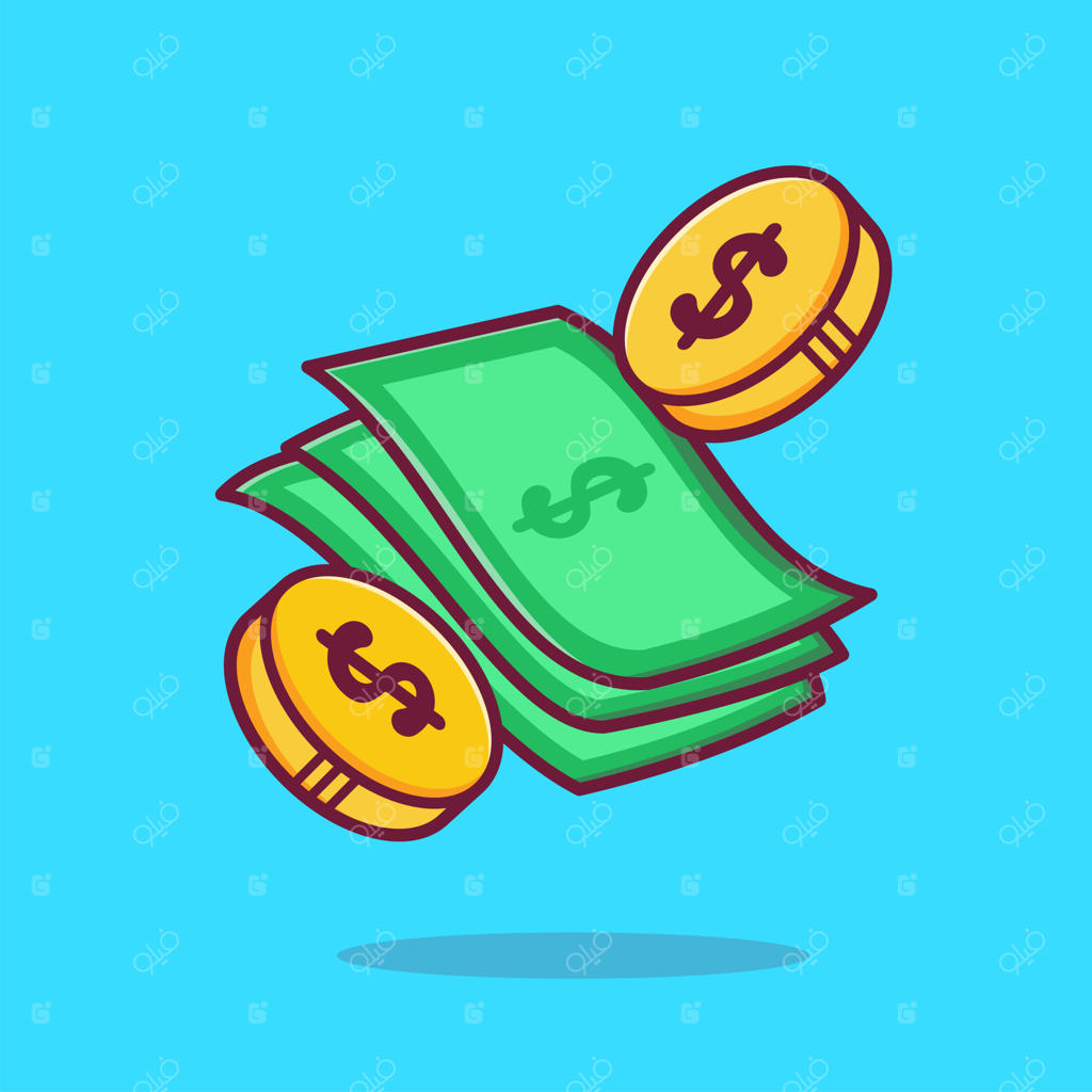 سکه طلای شناور - تصویر برداری کارتونی. مفهوم آیکون مالی و کسب‌وکار به صورت مجزا