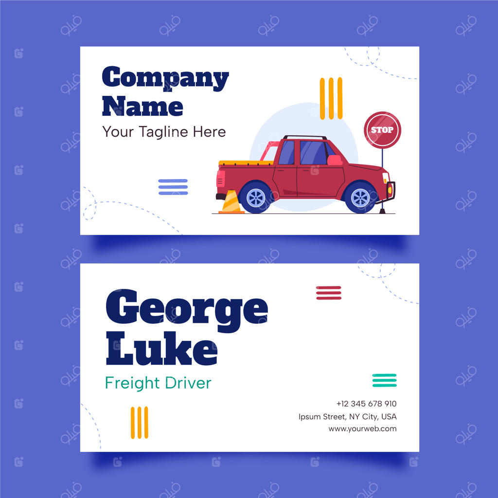 قالب کارت ویزیت افقی برای حمل و نقل عمومی و ترانزیت