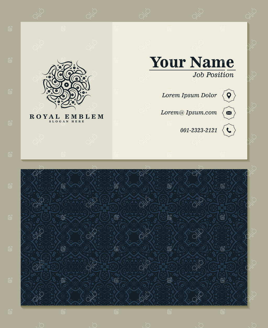 طراحی کارت ویزیت با الگوی تزیینی هنر کلاسیک