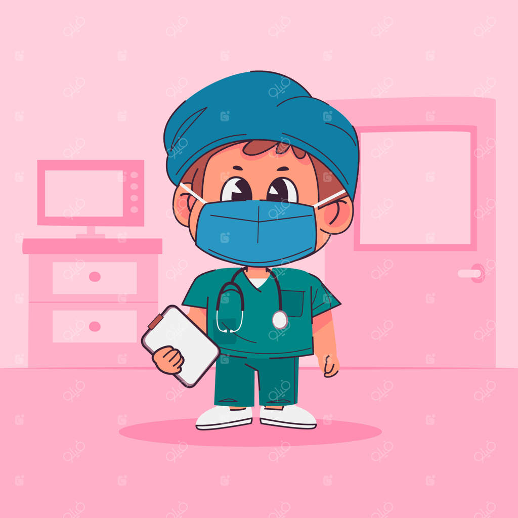 طرح کارتونی جراح کشیده شده با دست