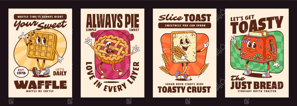 ست پوسترهای شخصیت‌های جذاب نان و شیرینی‌پزی