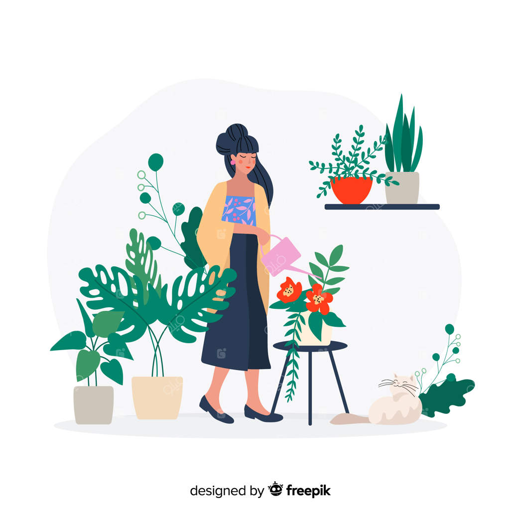 زن ژاپنی در حال نگهداری از گیاهان، باغبانی در حال فعالیت